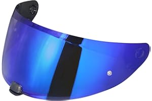 VCOROS Helmvisier für i70 i10 HJ-31,Motorradhelm Visier,Motorrad Windschutz Helm Objektiv Visier,Vollgesichts Helmlinsenvisier Motorradhelm Zube (Chromblau)