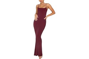 REORIA Damen Sexy Lounge Slip Langes Kleid Elegantes Hochzeitsgast ärmelloses rückenfreies Geripptes figurbetontes Maxikleid