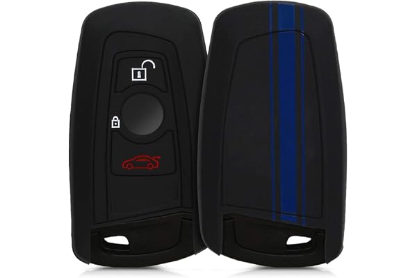 kwmobile Coque clé de Voiture Compatible avec BMW (Keyless Go Uniquement) 3-Bouton Accessoire clé Voiture - Protection étui Souple en Silicone - Bleu-Noir