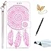 Produktbild HUAWEI P9 Lite Hülle, TOUCASA® Premium PU-Leder Flip Brieftasche Retro Malerei Dreamcatcher Traumfänger Bild Ganzkörper-Schutz Klassische Magnetverschluss Slim Folio Book Style Standfunktion ShellCase für HUAWEI P9 Lite + Gratis Touch Stylus Pen & Staubstecker-Rosa Weiß