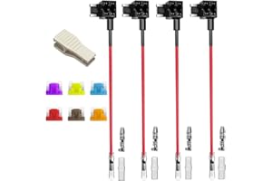 Gebildet 4pcs 12/24V 20A Mini Perfil Bajo Add-a-Circuito Portafusibles, ACN Portafusibles con Alambre, Cable Fusible, con 6pcs Fusible de Miniatura (3A /5A /7,5A /10A /15A /20A) y 1pc Extractor