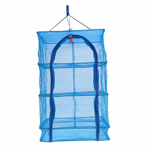 JOYOOO 4 Layers Drying Net Durable Drying Rack Folding Hanging Vegetable Fish Dishes Dryer Net Dry Rack PE Hanger (40 * 40 * 65 cm) - 2
