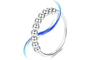 ORAZIO 925 Sterling Silber Fidget Ring mit gefrosteten Perlen Angstringe für Angst Zappeln Stapelring für Angst Stressband Ring Angstringe für Frauen Männer