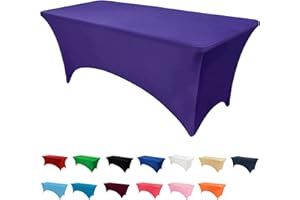 RAYNEAY 6FT Stretch Tablecloth for Craft, Purple Spandex Stretch Table Cloth, Washable and Wrinkle Resistant Market Stall Table Cover for Banquet Folding Table Event Wedding