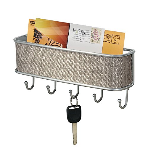 InterDesign Twillo Post-/Briefablage, Schlüsselbrett-Organizer für Eingangsbereich, Küche – Wandmontiert, Metallic - 3