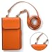 Produktbild Luxus matte PU Leder Mini Handytasche Handy-Tasche-Beutel mit Gurt Kleine Umhängetasche mit Vielen Fächern, Kartenfächer für Damen Mädchen Passt iPhone X /8 Plus/ 7, Samsung S7/S6/S5 und die meisten Handys Unter 5.5 inch, Crossbody Bag Schultertasche verstellbar schultergurt Tasche Orange