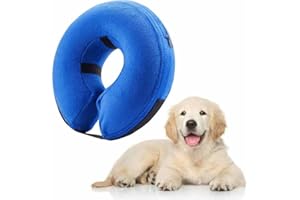 ZUKENT Inflatable Pet Protection Cover Recovery Collar Pet Collar Cone Soft Adjustable Comfy Quick Release Dog Donut Collar Washable Protective Collar for Dogs Cats to Stop Licking Wounds（M）