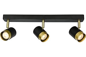 CGC Lighting ORIO Black and Brushed Gold GU10 Adjustable Indoor Ceiling Wall Triple Spot Light (Black, Triple Spot Light)