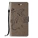 Produktbild Wiko Lenny 3 Hülle, SpiritSun Ledertasche Schutzhülle für Wiko Lenny 3 (5.0 Zoll) Folio PU Leder Tasche Case Cover Bookstyle mit Standfunktion und Kredit Kartenfächer (Schmetterling und Blume, Grau)