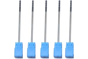 URPIZY Lot de 5 fraises à tige en carbure de tungstène 4 flûtes fraises à tige spirale CNC fraise 3 mm de diamètre x 100 mm de longueur fraise à ébauche fraises à graver outils accessoires