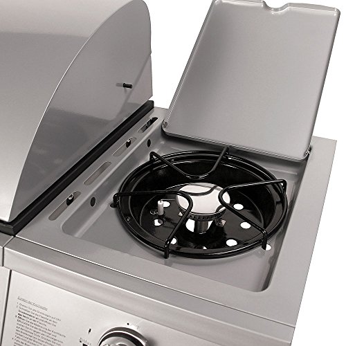TAINO® Gasgrill BBQ Grillwagen wahlweise im Set mit Zubehör 3 Edelstahl-Brenner 1 Seitenkocher Gas-Grill TÜV Farbe Silber (3+1) (Gasgrill 3+1) - 4