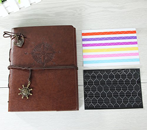 Scrapbook Album, „Navigation“ Vintage Leder Fotobuch Schwarze Seiten Kommt mit Fotoecken, Fotoalbum für Hochzeit Geburtstagsgeschenk Jahrestag Geschenk, Braun Klein - 4