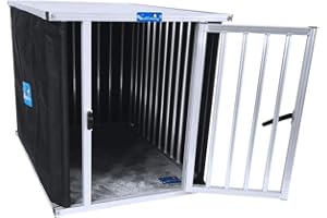 Callieway® Gabbia per cani in alluminio, per ufficio e casa (solo aste verticali) (M/L: 80 cm (L) x 54 cm (lato porta) x 60 cm (altezza)