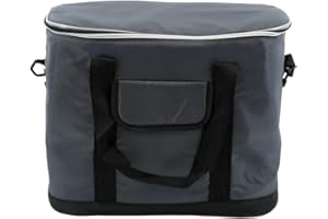 The Magic Toy Shop 30L Insulated Cool Bag – Large Capacity, Durable Ice Bag for Picnics, Camping, BBQ – Grey Polyester, Lightweight, Easy Carry Shoulder Straps, Holds 60 Cans, Keeps Cool Long