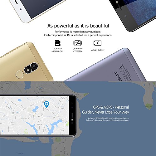 CUBOT R9 Smartphone Android 7.0 Unlocked 3G Telefono Cellulare,5.0 Pollici HD IPS Display,MT6580,Quad-Core 1.3GHz,2GB RAM+16GB ROM, Fotocamera Principale Doppia 13M/5MP,Dual SIM WiFi GPS Bluetooth Fingerprint Scanner Cellulare Smartphone in Offerta (blu)