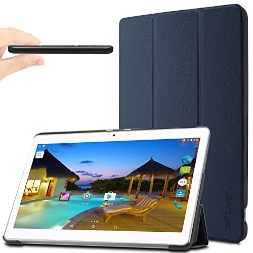 YunTab 3G Tablet 10.1 Zoll/ACEPAD A101 (10.1") TABLET PC Hülle Case, Infiland Ultra Dünn Tri-Fold Muschel PU Leder Schlank Superleicht Ständer Shell Cover Schutzhülle Etui Tasche für 10.1" Android Tablet-PC Inklusive XIDO X111, 10 Zoll Tablet Pc(25,7 cm), Artizlee 10 Zoll (10.1") Tablet PC ATL-21L 1280x800, XIDO Z120/3G Tablet Pc 10 Zoll(Überprüfen Sie bitte die Details der kompatibelen Tablet-Modell-Liste in Produktbeschreibung)(Dunkleblau)