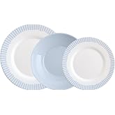 Luminarc Romantic Opal Glass Dinnerware Set 12 Pieces for 4 People | Blue, round design, decorated finish, stackable, made in