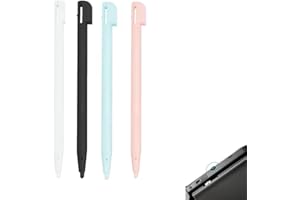 HAWFUND Stylet DS，4PCS Stylets Tactiles pour NDS, 3DS Lite, DSL, NDSL - Accessoires de Jeu Précis et Durables en 4 Couleurs (Noir, Blanc, Rose, Bleu) pour Une Expérience de Jeu Personnalisée