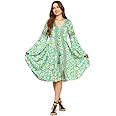 KE KANHA EXPORTS Dress for Woman - Short Dress & Long Dress Latest Stylish Unique Border Design and Tassel Stretchable with Adjustable Drawstring fit and Flare Dress Beach wear