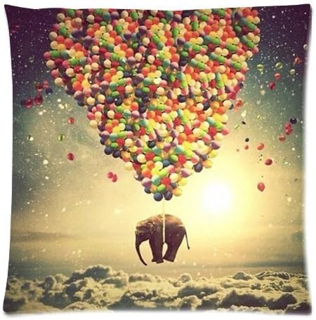 Sharefashion Custom Soft Square Zippered Cushion Throw Case Pillow Case Cover 18X18 - Cute Animal Elephant Color Balloon Galaxy Nebula Sunshine Spot Background Lovely Pillowcase (Two Sides)