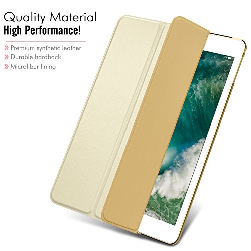 MoKo Hülle für Neu iPad 9.7 Zoll 2017 – PU Leder Tasche Schutzhülle Schale Smart Case mit Translucent Rücken Deckel, mit Auto Schlaf / Wach Funktion und Stanfunktion für New Apple iPad 9.7″ IOS 10 Retina Display Tablet, Champagner Gold - 3