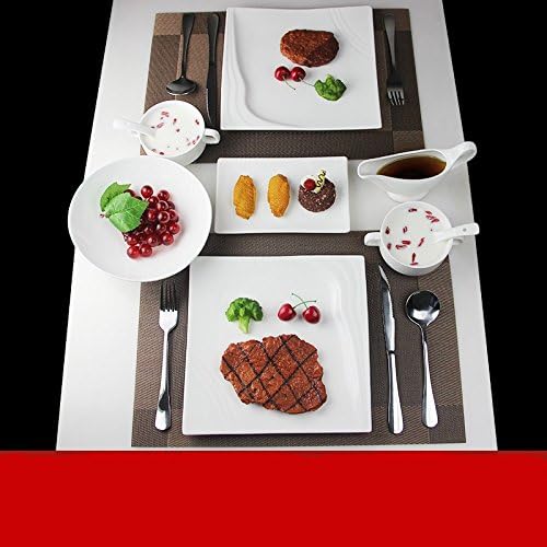 Western tableware/Cutlery tray/three-piece set cutlery/steak plate/white ceramic food dish/,Large square set, as shown