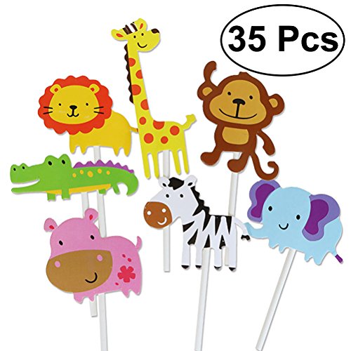 TOYMYTOY Cupcake Topper per torte Cibo Frutta Topper 35 facce di animali per Decorazione