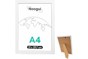 NOOGUI Marco A3 Madera Blanco | Marcos de Fotos antirreflejo | Ideal para Cuadros Diplomas Certificados Posters o Puzzles | Diseño moderno vertical y horizontal | 30x42 Cm
