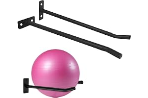 Yoga Ball Holder, Yoga Ball Wall Mount - Uppsättning av 2 svart yogabollstativ - Tungt tillbehör till gymmet, fitnessutrustning lagringsarrangör för gym, studior, gymmet gym