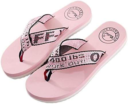 wdxie Men's Women's Couple Flip-Flops Beach Sandal for Male Female Outdoor Design Comfortable Waterproof Non-slip Slippers Black, Pink, UK 8/EU 42