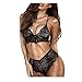 Produktbild VENMO Frauen Dessous Korsett Spitze Push Up Top Bra + Hosen Unterwäsche Set (L, Black)