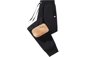 Xnova Pantalon Polaire Homme Doublure en Polaire Épaissie Pantalon Chaud et Coupe-Vent Pantalon Hiver Homme Jogging avec Poches Zippées