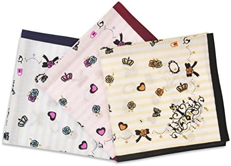 Milesky Women's Handkerchiefs Premium 60s Cotton Stripes Print, 17x17" (Pack of 3)