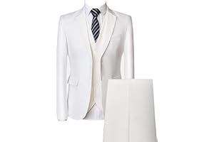 JESHIFANGJIUSU Ensemble de Costume 3 Pièces Coupe Régulière pour Hommes Pantalon Gilet Blazer d'affaires Solide à Deux Boutons Costumes de Mariage Décontractés Slim Fit pour Garçons d'honneur