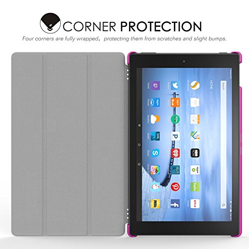 MoKo Fire HD 10 2015 Hülle – Ultra Slim Lightweight Schutzhülle Smart Cover mit Auto Schlaf / Wach Funktion und Standfunktion für Amazon Fire HD 10.1 Zoll (5. Generation – 2015 Modell), Magenta - 5