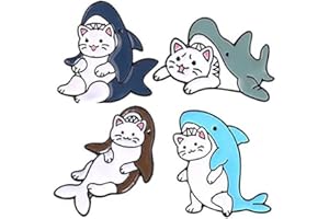 KAWADU 5Pcs Ocean Animal Enamel Lapel Pin Funny Shark with Cat Badge Brooch Cartoon Brooches Pins Set Badges Accessory for Backpacks Hats