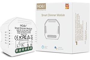 MOES Tuya WiFi Smart LED Dimmer Modulo interruttore 1 Gang, Smart Life/Tuya App, Compatibile con Alexa e Google Home, Supporta solo la rete a 2.4Ghz e interruttore di ripristino, Tubo MOS