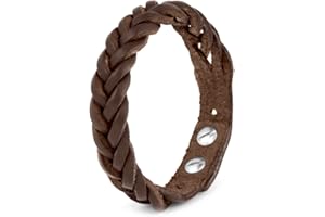 Simaru - Bracciale da uomo in vera pelle vegetale intrecciata, regolabile