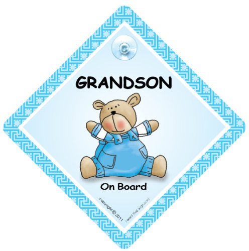 Grandson On Board, Blue Quilt, Car Sign, Baby On Board Sign, baby on board, Novelty Car Sign, Grandson Car Sign, Grandchild On Board Sign, Baby Car Sign, Baby On Board Car Signs