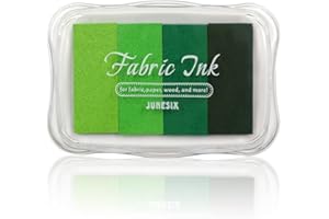 ROUCERLIN Colorful Fabric Ink Pads, Craft Rainbow Finger Ink Pads Stamps Partner, Washable Pigment Pad for Rubber Stamps, Kids Card Making, Paper Wood (Multi Green)