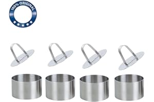 AGDLLYD Anelli Dessert, Anello Torta,coppapasta Professionali,tondi Stampo per dolci include 4 anelli e 4 presse spatola