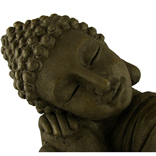Garten Buddha in klasse Messingoptik aus Stein Statue Figur Skulptur Deko - 5