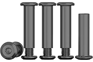 Drenky 10 Sets Barrel Nuts Kit Black Furniture Connector Nuts M4 X 30mm 304 Stainless Steel Bolts Rustproof Connection Screws M4 Belt Buckle Binding Bolts for Leather Belt and Furniture Repair