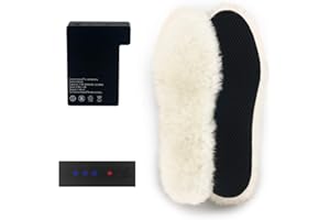 ‎AROMA SEASON AROMA SEASON Beheizbare Einlegesohlen mit Akku | Warme beheizte Füße beim Skifahren, Snowboarden, Wandern, Angeln | hohe Heiz- und Akkuleistung | Schuhsohle aus Schafswolle (Beige, Schwarz)