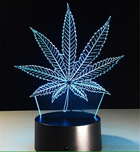 SMILE QUEEN 3D Illusion Lamp Leaves Night Light 7 Changing Colors Touch USB Table Nice Gift Toys Decorations