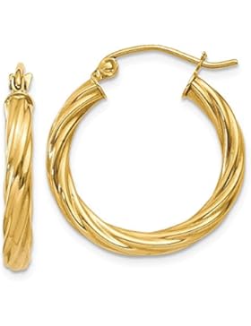 14 Karat / 585 Gold Gedrehte Hochglanz Ohrringe Creolen Gelbgold ( 4.5 x 23 Ø mm ) - PRG