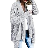 iHENGH Neujahrs Karnevalsaktion Damen Herbst Winter Bequem Lässig Mode Frauen Loose Fit Langarm Strickjacke Pullover Oberbekleidung Mit Tasche