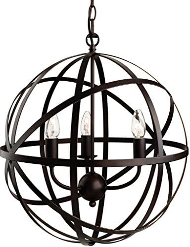 Firstlight Products Castle 3 Light Pendant, Metal, E14, 40 W, Antique Brown