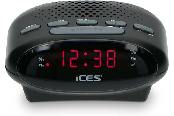 Lenco Ices ICR-210 Black - Radio-réveil FM, Radio-réveil, Tuner PLL-FM, Fonctionnement sur piles, Réveil, Fonction double alarme, Fonction snooze, Écran LED, Noir
