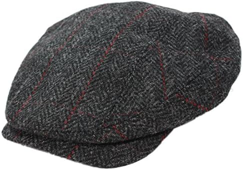 MucrosCharcoal Herringbone Irish Tweed Cap Quilted Lining